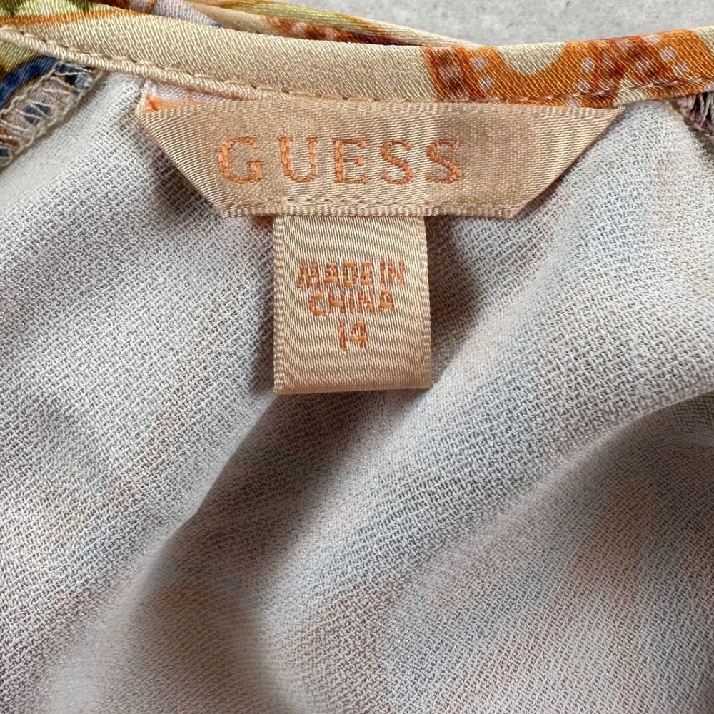 GUESS Southwest Jacobean Print Marsha Dress 14 NEW Peach Multi Halter Midi Foral - Picture 10 of 16